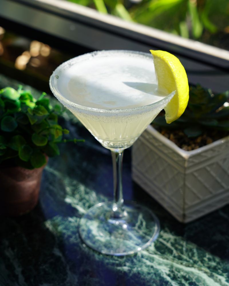 Amber citrus cocktail with sugared rim